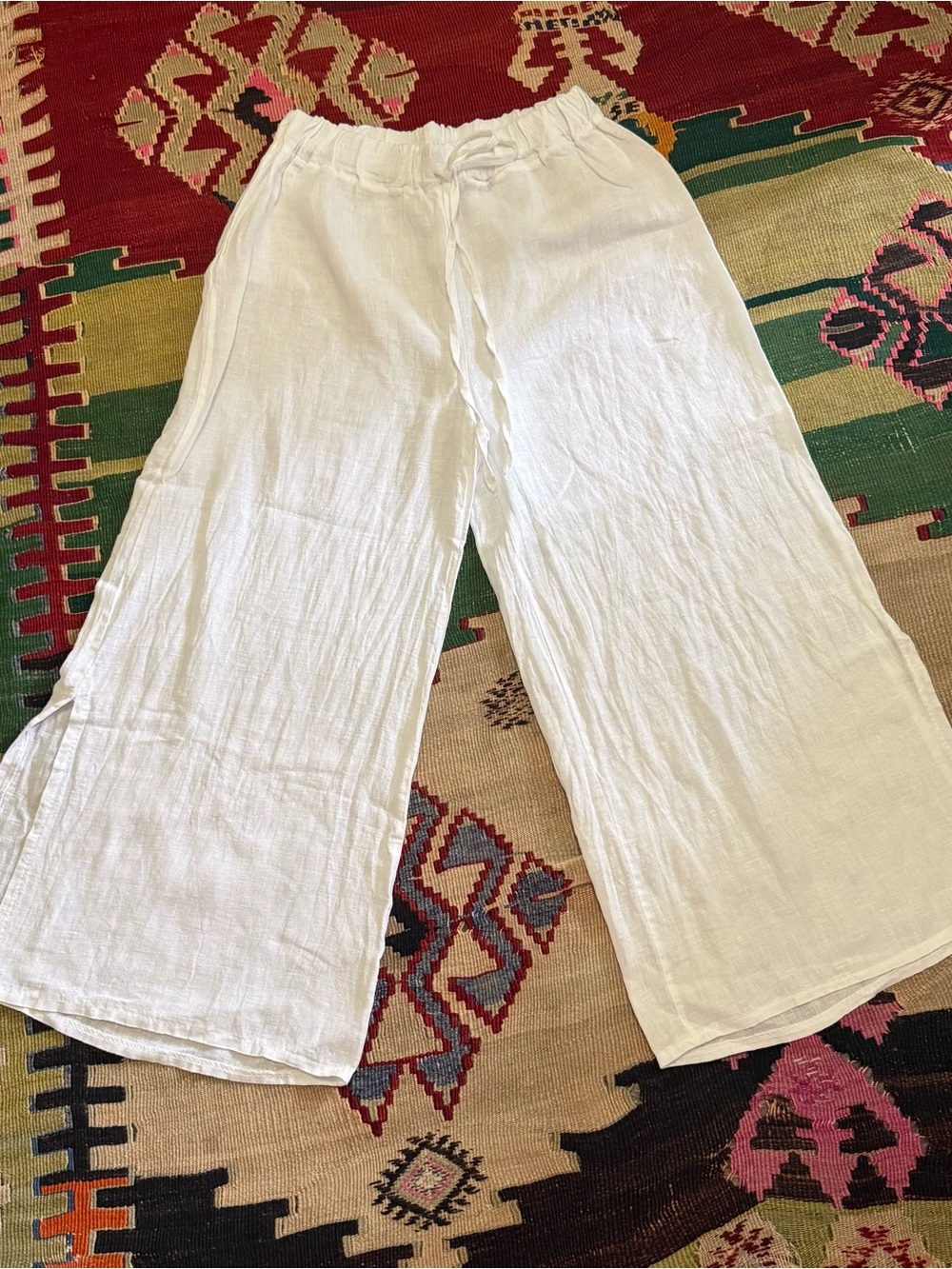 Meo Meli made in Italy White Linen Drawstring Pants